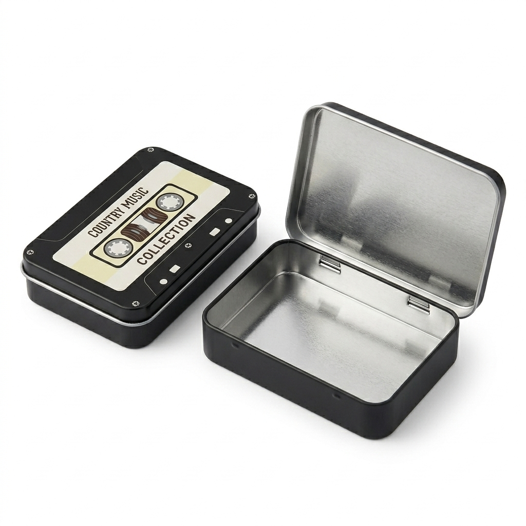 Retro Cassette Tape Metal Storage Tin - Multi-Purpose EDC Pocket Organizer Box for Men