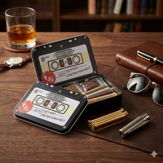 Retro Cassette Tape Metal Storage Tin - Multi-Purpose EDC Pocket Organizer Box for Men
