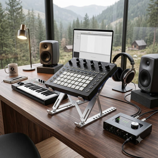 Foldable Aluminum Desktop Stand for Synths, MIDI Controllers & Keyboards | Adjustable & Portable